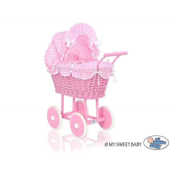 Rosa Weide Puppenwagen Bettwäsche Rosa Kariert nr 51699-384