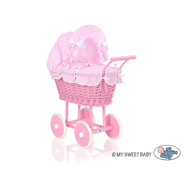 Rosa Weide Puppenwagen Rosa mit Punktmuster Weiß nr 51699-530