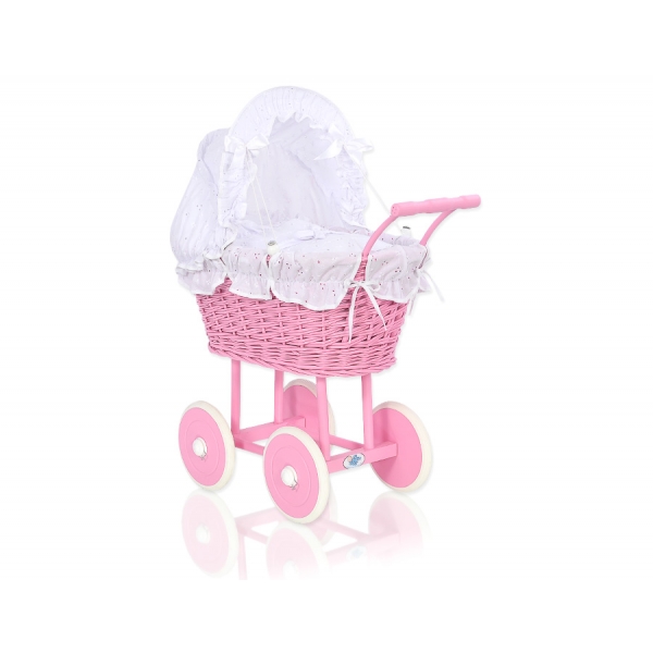 Rosa Weide Puppenwagen Weiß Weiß mit Stickerei nr 51699-906