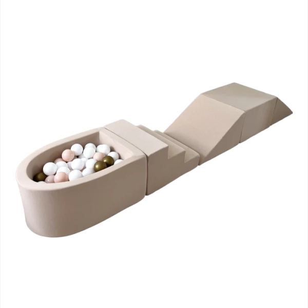Schaumspielset  Spielplatz Spielpark mit Bällebad + 100 Bällen - Beige
