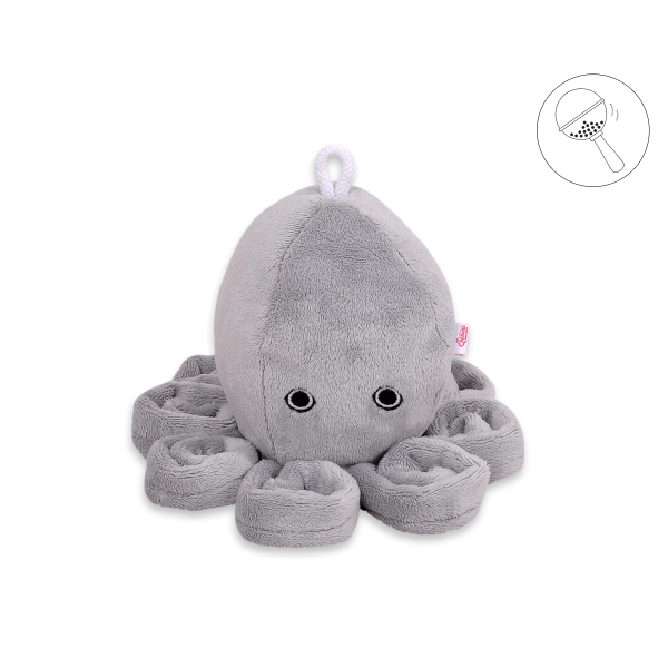 Schmuse Krake Octopus mit Rassel - grau