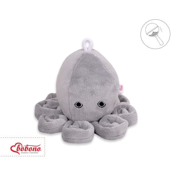 Schmuse Krake Octopus mit Rassel - grau