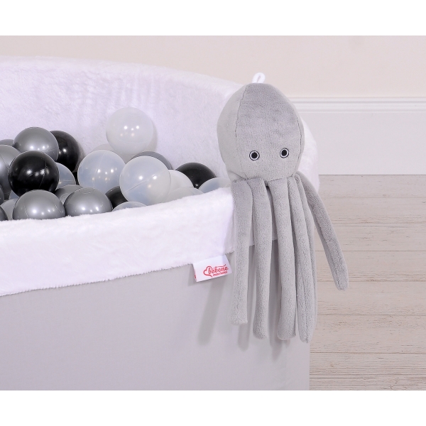 Schmuse Krake Octopus mit Rassel - grau
