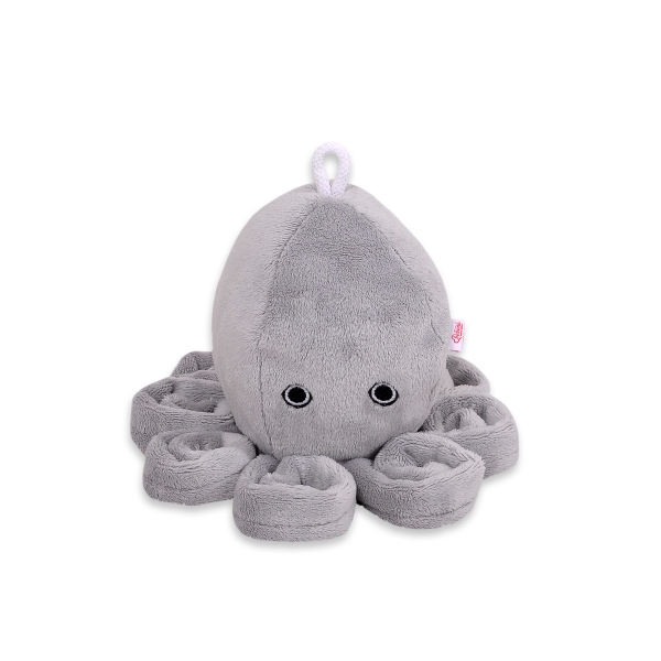 Schmuse Krake Octopus mit Rassel - grau