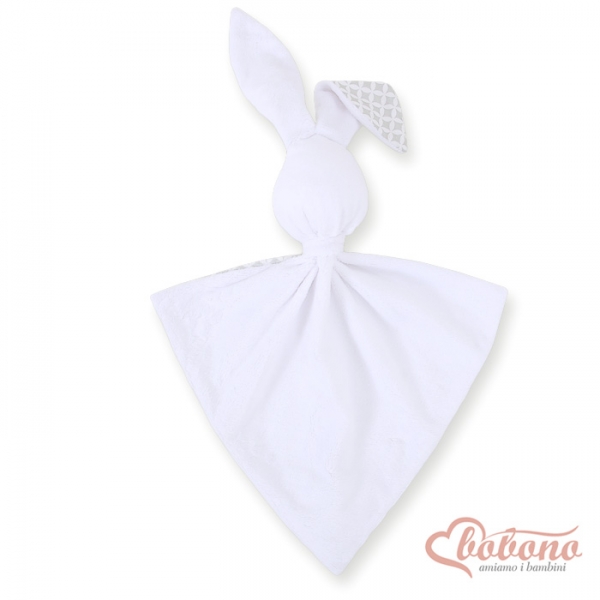 Schmusehase für Baby Doppelseitig Häschen - Blumenmuster-grau