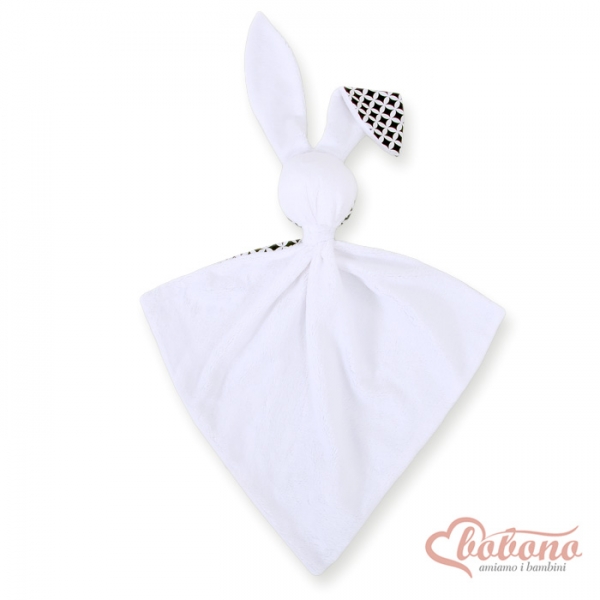 Schmusehase für Baby Doppelseitig Häschen - Blumenmuster-Schwarz