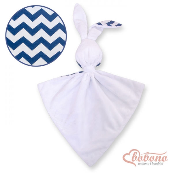 Schmusehase für Baby Doppelseitig Häschen - Chevron dunkel blau