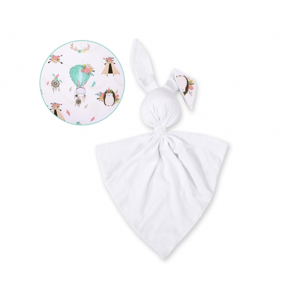 Schmusehase für Baby Doppelseitig Häschen - Füchse beige