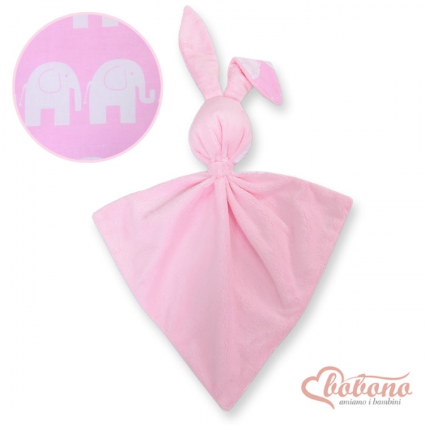 Schmusehase für Baby Doppelseitig Häschen - Simple rosa Elefanten