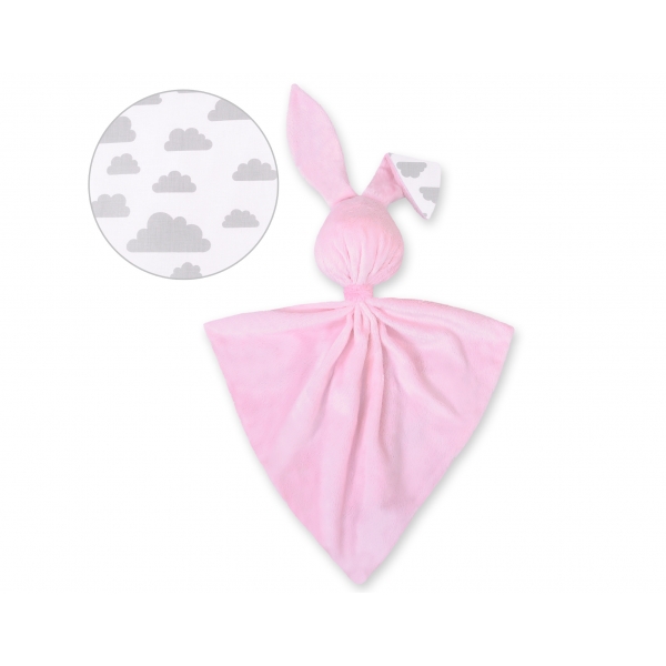 Schmusehase für Baby Doppelseitig Häschen - Wolken grau/rosa