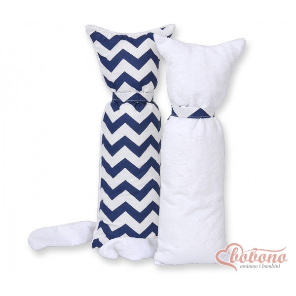 Schmusekatze Doppelseitig für Babys - Simple Chevron dunkel blau