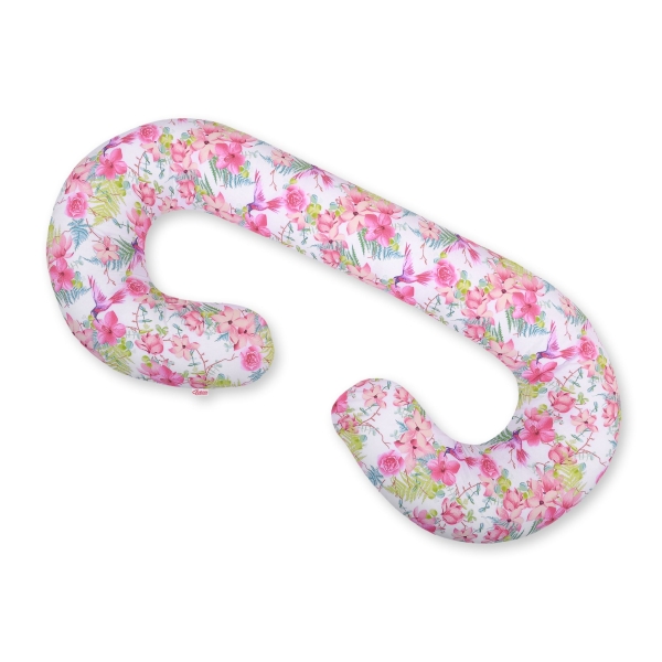 Schwangerschaftskissen C Form - Kolibri in Blumen
