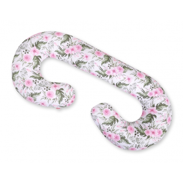 Schwangerschaftskissen C Form - rosa Blüten