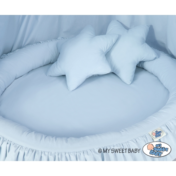 Set: Babyzimmer Betthimmel + Rüschennestchen + Kissen - blau