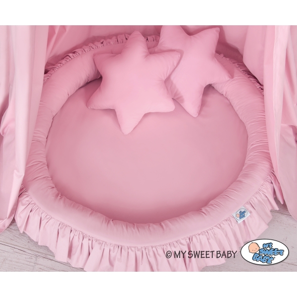 Set: Babyzimmer Betthimmel + Rüschennestchen + Kissen - rosa für Mädchen