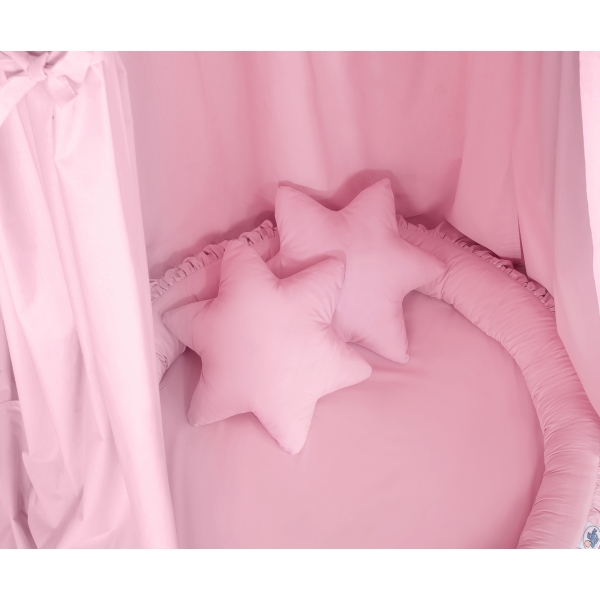 Set: Babyzimmer Betthimmel + Rüschennestchen + Kissen - rosa für Mädchen