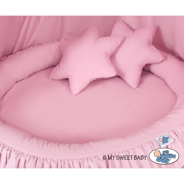 Set: Babyzimmer Betthimmel + Rüschennestchen + Kissen - rosa für Mädchen