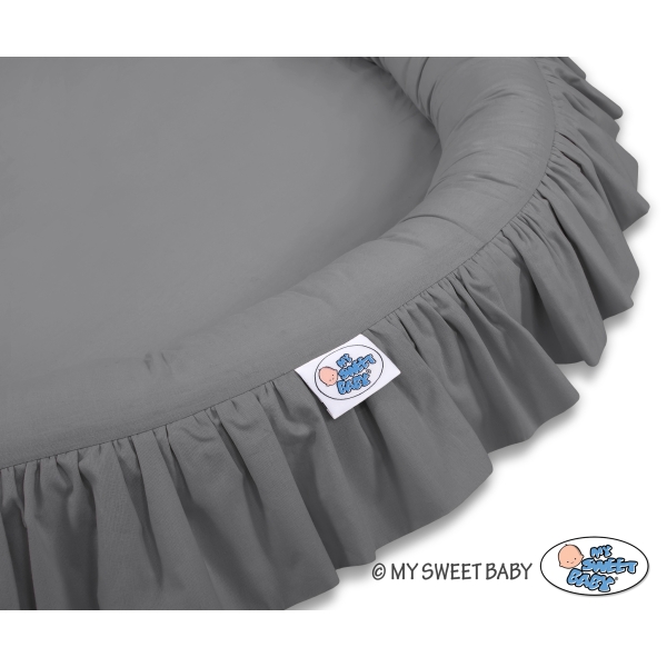 Stoffhimmel Baldachin mit Rüschennestchen - anthrazit Kinder Zimmer