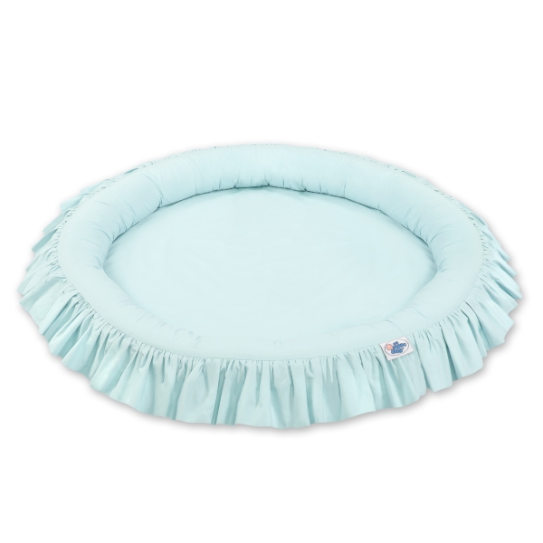 Baumwolle Baldachin Betthimmel mit Rüschennestchen - minze Kinderzimmer Babyzimmer
