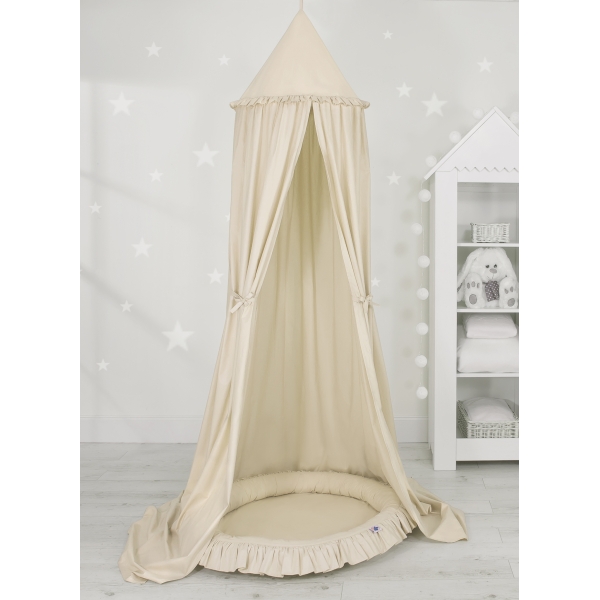 Set: Betthimmel + Rüschennestchen - beige