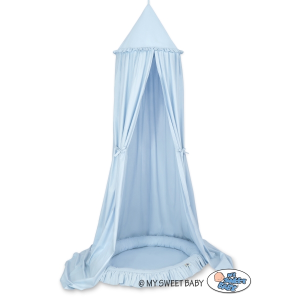 Betthimmel mit Rüschennestchen für Babyzimmer - blau
