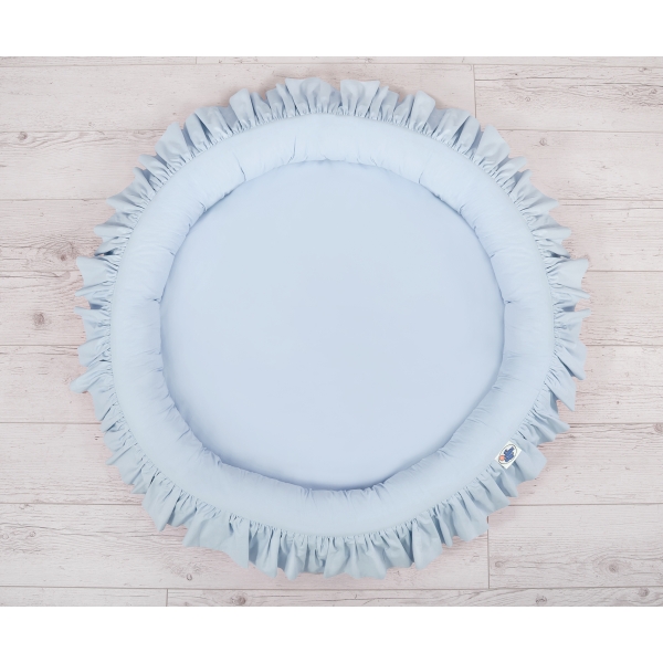 Betthimmel mit Rüschennestchen für Babyzimmer - blau