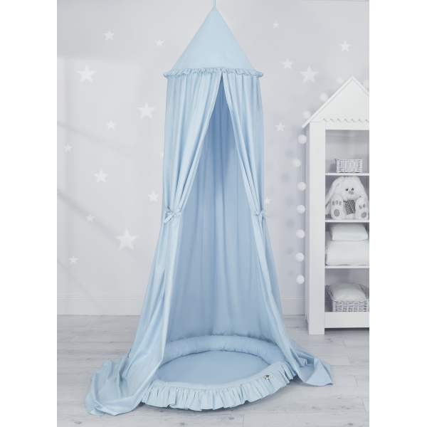 Betthimmel mit Rüschennestchen für Babyzimmer - blau
