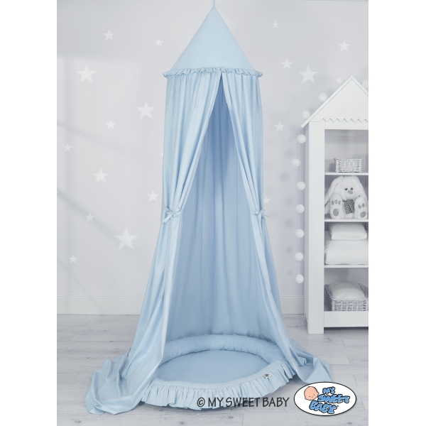 Betthimmel mit Rüschennestchen für Babyzimmer - blau