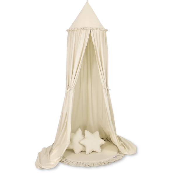 Set: Betthimmel + Spielmatte + Kissen - beige
