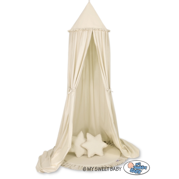 Set: Betthimmel + Spielmatte + Kissen - beige