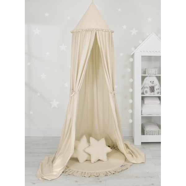 Set: Betthimmel + Spielmatte + Kissen - beige