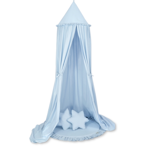 Set: Betthimmel + Spielmatte + Kissen - blau