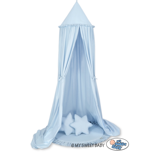Set: Betthimmel + Spielmatte + Kissen - blau