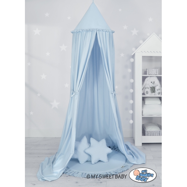 Set: Betthimmel + Spielmatte + Kissen - blau