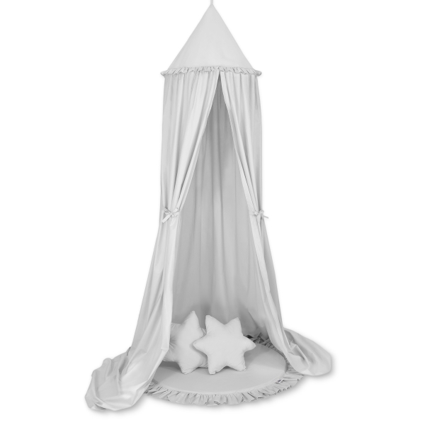 Set: Betthimmel + Spielmatte + Kissen - grau