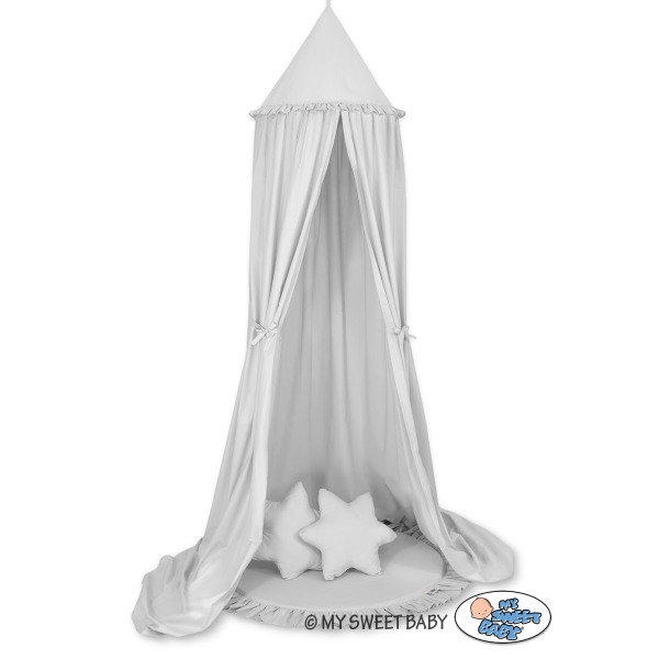 Set: Betthimmel + Spielmatte + Kissen - grau