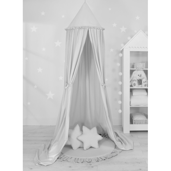 Set: Betthimmel + Spielmatte + Kissen - grau