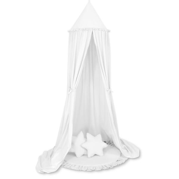 Set: Betthimmel + Spielmatte + Kissen - weiß