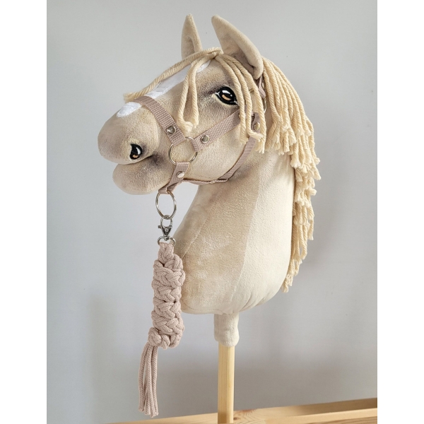 Halfter mit Anbindestrick aus Kordel für Steckenpferd A3 - beige