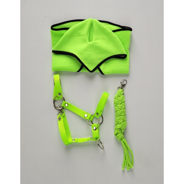 Halfter mit Anbindestrick aus Kordel A3 -neon-green