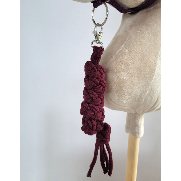 Halfter mit Anbindestrick aus Kordel für Steckenpferd A3 - plum