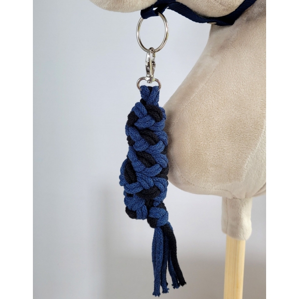 Set  für Hobby Horse: Die Halfter A3 mit schwarzer Pelz + Halfter aus Kordel - schwarz-marineblau