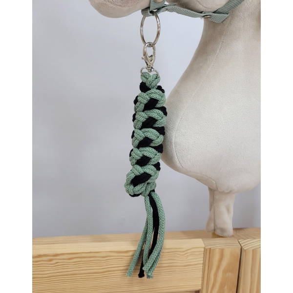 Set für Hobby Horse: Die Halfter A3 mit schwarzer Pelz + Halfter aus Kordel - schwarz-sage
