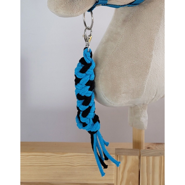 Set  für Hobby Horse: Die Halfter A3 mit schwarzer Pelz + Halfter aus Kordel - schwarz-turquoise