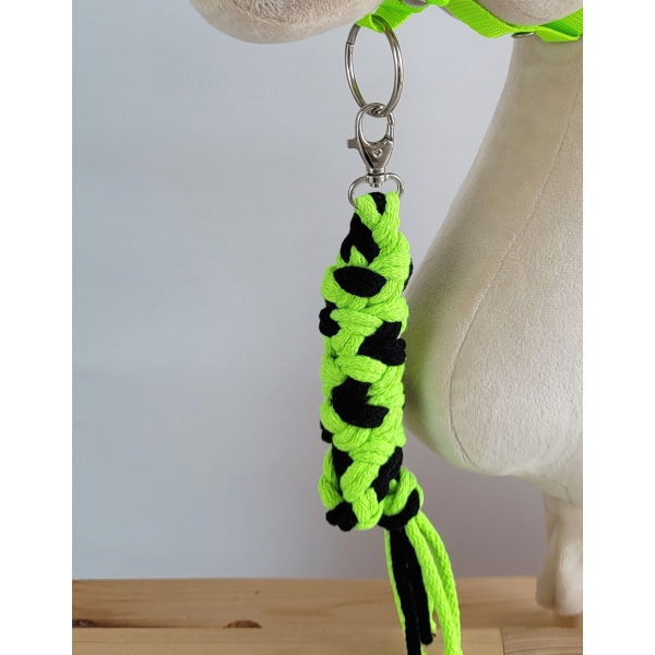 Halfter mit schwarzer Pelz mit Anbindestrick - neon-green/ schwarz A3