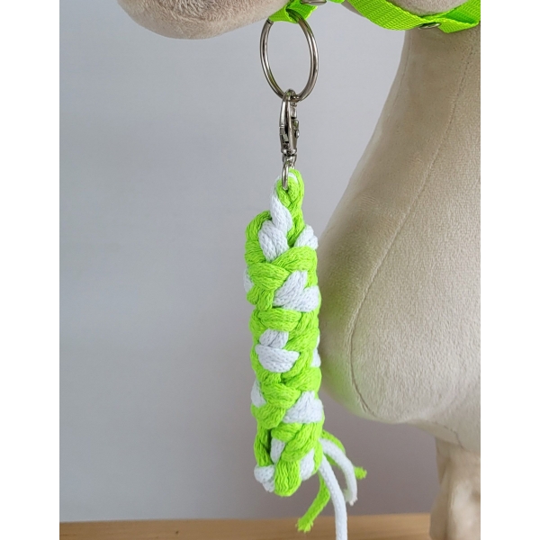 Halfter mit schwarzer Pelz mit Anbindestrick -neon-green/ weiß A3