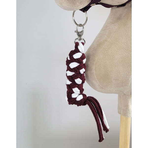 Set  für Hobby Horse: Die Halfter A3 mit weißem Pelz + Halfter aus Kordel -Weiß -plum