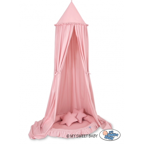 Set: Kinderzimmer Betthimmel + Rüschennestchen + Kissen - altrosa