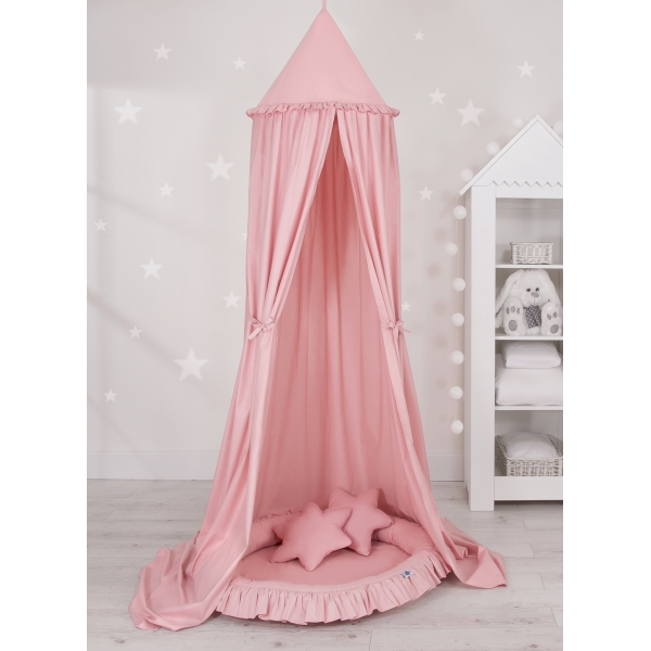 Set: Kinderzimmer Betthimmel + Rüschennestchen + Kissen - altrosa