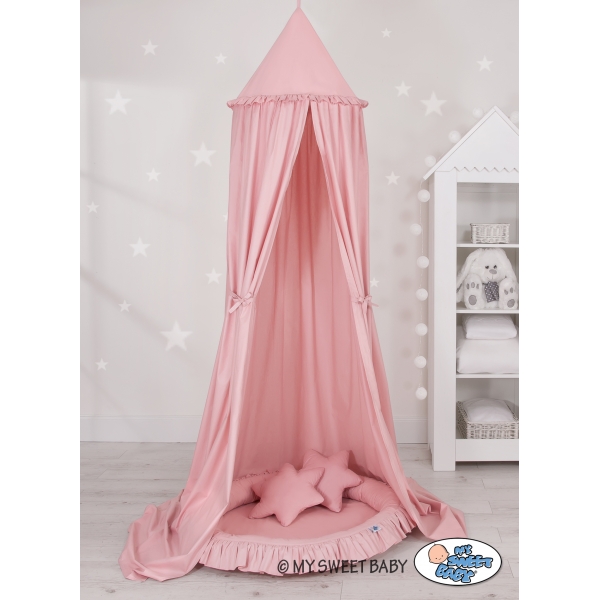Set: Kinderzimmer Betthimmel + Rüschennestchen + Kissen - altrosa